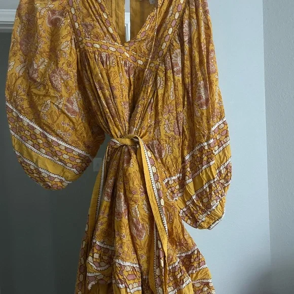 Cleobella Mustard Floral Long Sleeve Dress - Picture 4 of 4